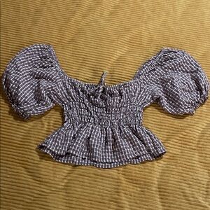 Liberty Love Checkered Puff Sleeve Blouse